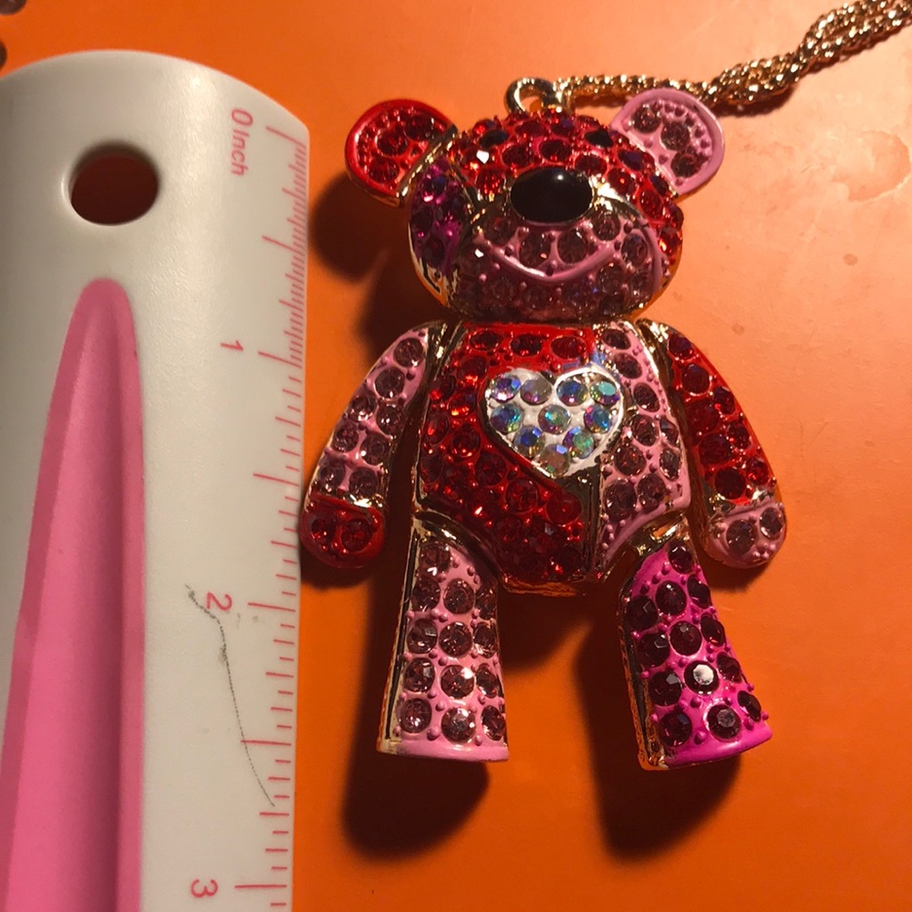 Valentines Day!!  Colorful teddy bear necklace 3 AVAILABLE - Picture 5 of 7